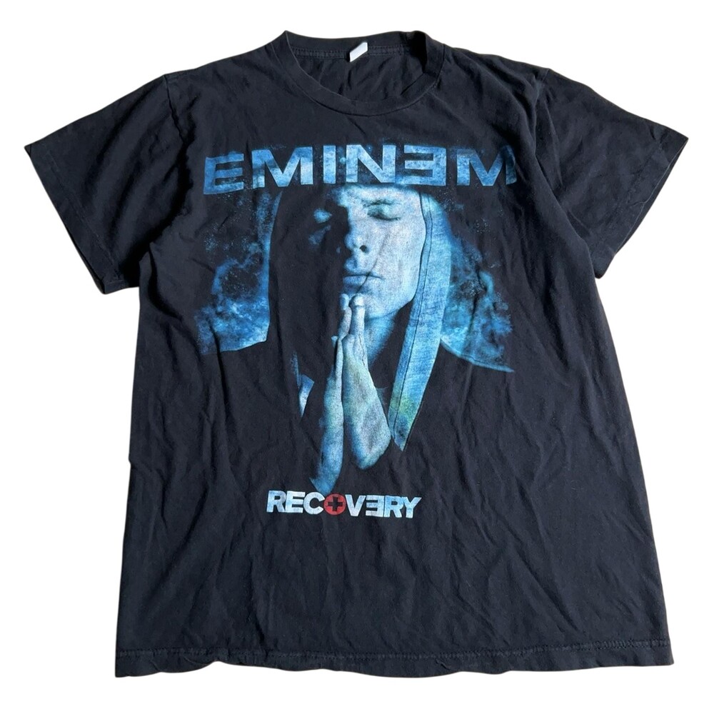 Tultex Shirt Mens L Black Eminem Recovery Graphic Crew Neck Cotton Tagless